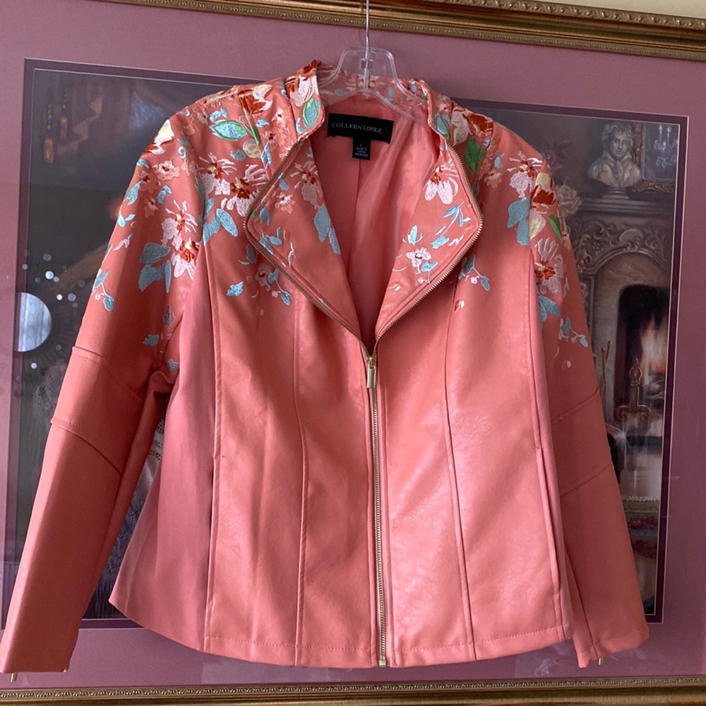 COLLEEN LOPEZ embroidered laud leather jacket